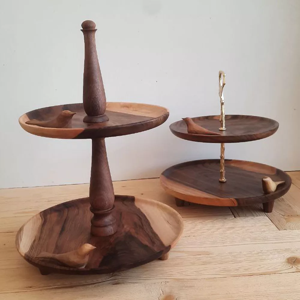 شیرینی خوری دوطبقه با هولدر فلزی