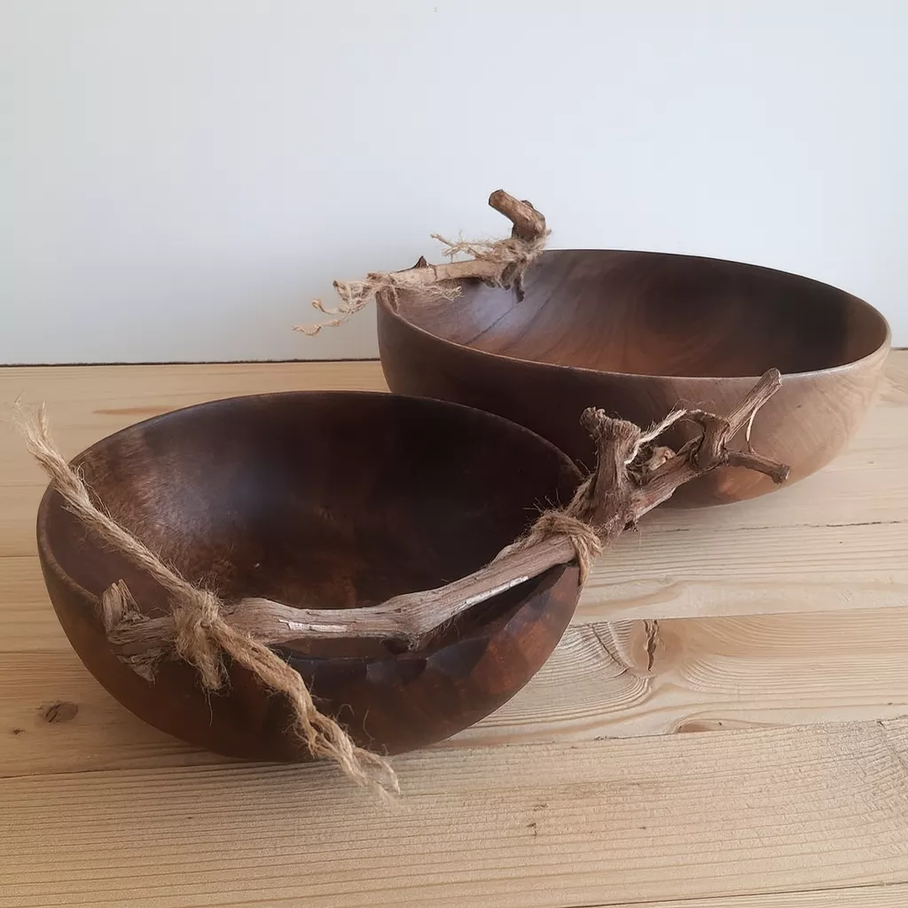 کاسه های تزیین شده با چوب تاک(مو)