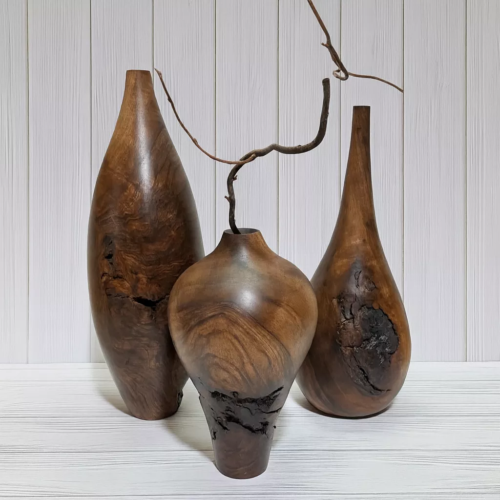 ست گلدان چوبی